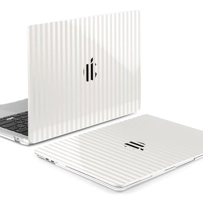 MEEgoodo Case for M5/M4/M3/M2 MacBook Air 15 inch Case 2026 2025 2024 2023, Laptop Shell Fit Model (A3448/A3241/A3114/A2941) for MacBook Air 15.3-inch, Beige Stripes - color: Beige Stripes