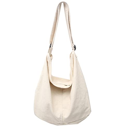GAXOS Aesthetic Cute Messenger Bag for School Vintage Black Canvas Crossbody for Women Shoulder Laptop Bag - color: White2