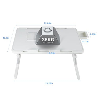 Adjustable Laptop Lap Desk with Cooling Fan USB Light for Adults 56x32cm,White - color: White,56-32cm