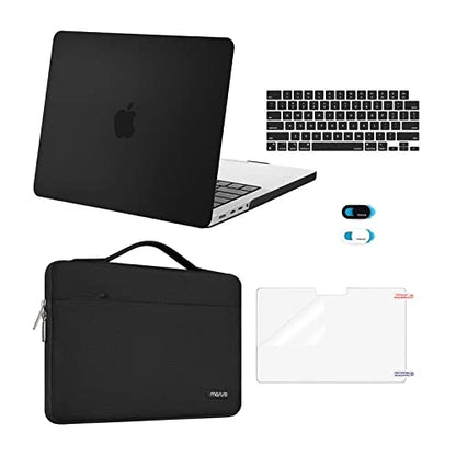 MOSISO Compatible with MacBook Pro 14 inch Case M5 2026 M4 M3 M2 M1 2025-2021 A3427 A3426 A3434 A3112 A3185 A3401 A2918 A2992 A2779 A2442, Case&Bag&Keyboard Skin&Webcam Cover&ScreenFilm, Black - color: Black