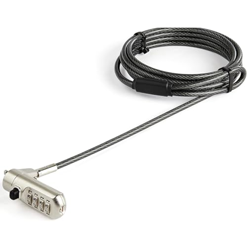 StarTech 6.6ft Laptop Cable Lock, Anti-Theft 4 Digit Combination, TAA | Steel Security Cable Lock, For Nano Slot Computer/Device, LTLOCKNANO - size: Nano, style: Resettable Combination