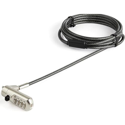 StarTech 6.6ft Laptop Cable Lock, Anti-Theft 4 Digit Combination, TAA | Steel Security Cable Lock, For Nano Slot Computer/Device, LTLOCKNANO - size: Nano, style: Resettable Combination
