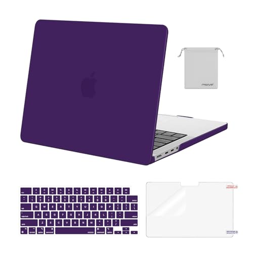 MOSISO Compatible with MacBook Pro 14 inch Case M5 2026 M4 2025 M3 M2 M1 2024-2021 A3427 A3426 A3434 A3112 A3185 A3401 A2918 A2992 A2779 A2442,Hard Case&Keyboard Skin&ScreenFilm&Pouch, Grape Purple - color: Grape Purple
