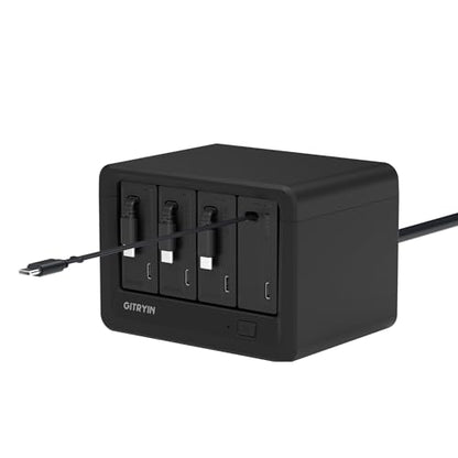 12-in-1 Desktop Modular Charging Station, 4 65W USB C Retractable Chargers with 33.5in Built-in Cables, ETL Surge Protector Charging Hub for Laptop, Phone, Tablet, Home Office Desk, Black - color: Black