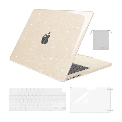 MOSISO Compatible with MacBook Air 13 inch Case M5 M4 M3 M2 2026-2022 | 4 in 1 Kit Bling Sparkly Hard Shell for MacBook Air 13.6 inch Case, Glitter Cover, A3449 A3240 A3113 A2681, Starlight - color: Starlight