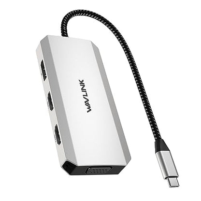 WAVLINK USB-C Quad Display Docking Station | 4K Triple Monitor Laptop Dock Hub for Windows, Dual HDMI + DisplayPort + VGA, 3 USB Ports