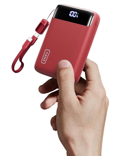 INIU Portable Charger, Smallest 20000mAh 22.5W Fast Charging Power Bank | USB-C Cable, Flight-Safe, Travel Essentials, Flashlight, Battery Pack for iPhone 17 Samsung Xiaomi Google, Mini Size, Red - color: Red