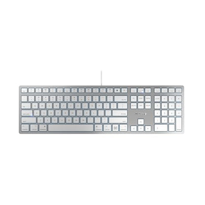 Cherry KC 6000C for MAC, Wired Mac Keyboard with Number Pad, USB-C Connection, Whisper-Quiet Keys, Thin Design, SX Scissor Switches, QWERTY, Silver/White
