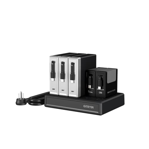 Gitryin Modular Laptop Charging Station, 3*140W, 2*40W Retractable Lightning, Micro USB, USB C Chargers, 1 Lightning, 1 Micro USB, 1 USB A, 7 USB C Ports with Cooling Power Strip, 500W Charging Hub