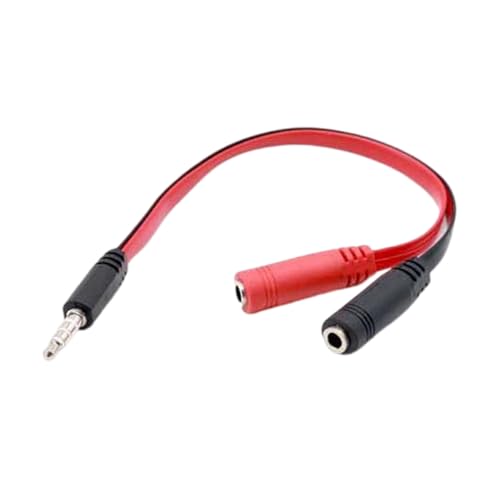 3.5MM Auditory Y Splitter Cable 20CM 1 Male/Female to 2 Male/Female for Headphones and Microphone Flat Wire Headsets Microphone - color: 2 female and 1 male