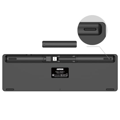 Arteck 2.4G Wireless Keyboard Ultra Slim Full Size Keyboard with Numeric Keypad and Media Hotkey for Computer/Desktop/PC/Laptop/Surface/Smart TV and Windows 10/8/ 7 Built-in Rechargeable Battery