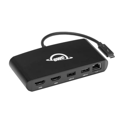 OWC Thunderbolt mini Dock 5-Port Portable Docking Solution | Thunderbolt 40Gb/s - Thunderbolt Host Integrated Cable - 2x HDMI - 1GbE - USB-A (5Gb/s) - USB 2.0 - size: MINI DOCK, style: Thunderbolt 3