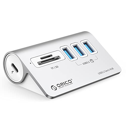ORICO 5-Port USB 3.2 Gen1 Hub, Desktop USB 3.0Hub with 3 USB-A, SD/TF Card Reader, 5V 2A Power Supply Port, 5Gbps Aluminium USB-Splitter with 1.64Ft USB-C to USB-A/C Cable for iMac, MacBooks, Mac mini - size: 50cm, style: M3UT3