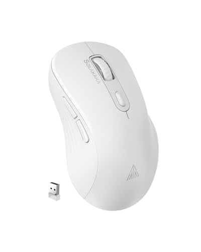 SOLAKAKA SM66 White Silent Wireless Mouse, Dual Mode(BT/2.4G) Computer Mouse for Laptop/PC/Mac - color: white