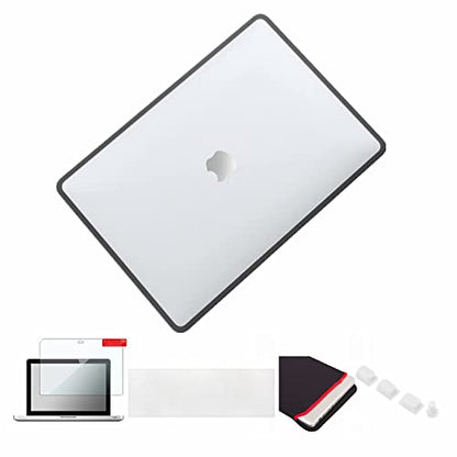 Se7enline Compatible with MacBook Pro 13 inch Case A1706/1989/A2159 Touch Bar 2019/2018/2017/2016 TPU+PC Hard Shell Cover with Sleeve Bag&Keyboard Skin&Screen Protector&Dust Plug, Transparent&Black - color: Transparent&Black, size: 13 inch (2016-2019 Vers