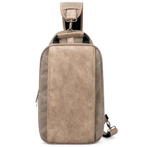 Canvas Messenger Bag Sling Bag Crossbody Shoulder Bag for Men Women Travel Work Satchel Bags - color: Khaki
