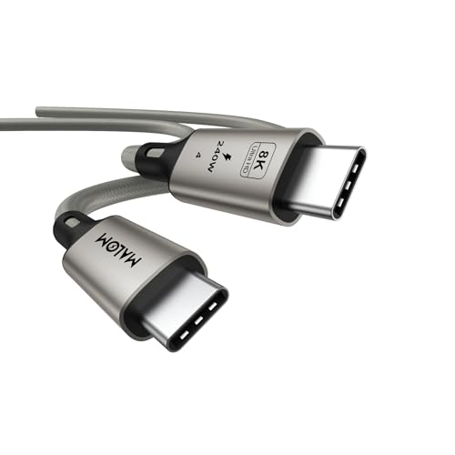 MALOM USB4.0, 40Gbps for Thunderbolt 4 Cable, 240W Charging, 8K@60Hz, 4K@144Hz, USB C Display Cable, USB4 for iPhone 16/15 Series, MacBook Air, Samsung (Titanium Gold, 1.8M (6FT)) - color: Titanium Gold, size: 1.8M (6FT)
