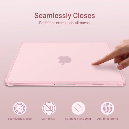 MOSISO Compatible with MacBook Air 13 inch Case M5 2026 M4 M3 M2 2025-2022 | TPU Bumper Hard Shell&Puffy Sleeve Bag&Keyboard Skin&Webcam Cover&Screen Film for MacBook Air 13.6 inch Case, Pink - color: Pink