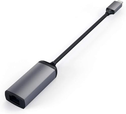 Satechi Aluminum USB-C to Gigabit Ethernet Adapter, Space Gray | Compatible with MacBook Air/Pro/Neo, iPad Air/Pro, iPad Mini, iPhone 17