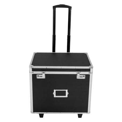 Portable Locking File Storage Box, Aluminum Alloy File Lock Box with Telescopic Handle, Mobile Busniness Case, File Cabinet for Office Home,Offices, Hospitals, Banks, 19.2x 15x 16 inches, Black