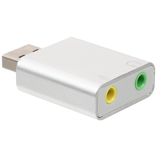Levemolo USB External Stereo Sound Adapter Aluminum Alloy Compact USB Audio Sound Card with Microphone Headphone Jack for Laptop Gaming and Live Streaming Silver