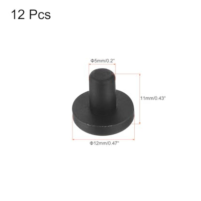 uxcell High Temp Silicone Plug Mount Dia 5mm/0.2 inch t Shaped Rubber Stopper Hole Plugs for Powder Coating Plating Waterproof Plugs Sealing Plugs Black Pack of 12(OD 12mm) - size: 5x12mm