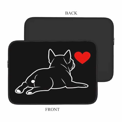 Laptop Sleeve Bag 15.4 15.6 Inch,Cute French Bulldog Funny Dog Pet Animal Heart Black Protective Polyester Computer Cases Laptop Cover Briefcase Bag Tablet Travel Cover - color: LPS-020