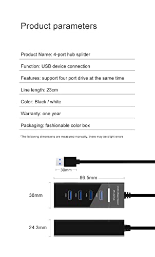 Tianle USB Hub, 4-Port USB 3.0 Ultra Slim Data Hub Portable USB Splitter Compatible with MacBook Air, iMac, Surface Pro, Laptop, USB Flash Drives, Mobile HDD - size: 4port