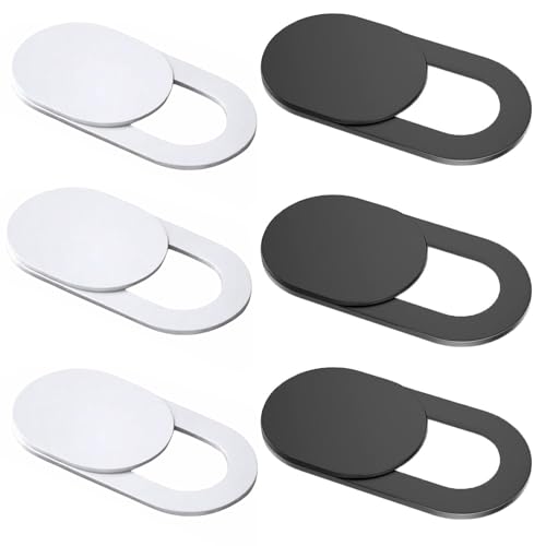 Webcam Cover Slide（6PCS - 0.027in Ultra Thin Camera Privacy Cover for Laptop, Desktop, PC, MacBook Pro, iMac, Mac mini, Smartphone - Strong Adhesive, (3White+3Black)-Protect Your Privacy & Security
