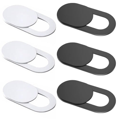 Webcam Cover Slide（6PCS - 0.027in Ultra Thin Camera Privacy Cover for Laptop, Desktop, PC, MacBook Pro, iMac, Mac mini, Smartphone - Strong Adhesive, (3White+3Black)-Protect Your Privacy & Security