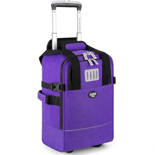 Boardingblue 17x10x9 Inches United Airlines Rolling Personal Item Under Seat Travel Bag Suitable For Major Airlines, Not Suitcase, Rolling Travel Bag Design (Purple, 17x10x9 Inches) - color: Purple, size: 17x10x9 Inches