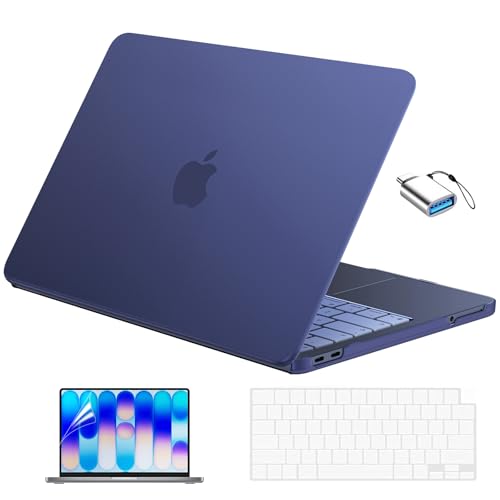 EooCoo for MacBook Neo Case 13 inch 2026 Model A3404 with A18 Pro Chip, Scratch Resistant Protective Hard Shell Case & Keyboard Cover & Screen Film & Type C, Soft Matte Indigo - color: Matte Indigo