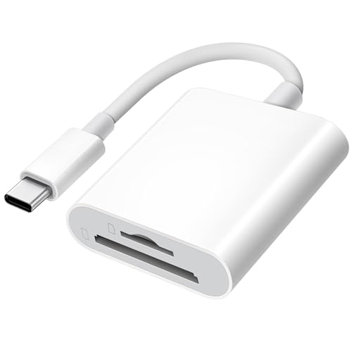 USB C SD Card Reader for iPhone 15 16/iPad/MacBook/Mac, xdgeLoad USB-C Type C SD Reader Supports SD and MicroSD Memory Card Adapter, Trail Camera Viewer Plug and Play - 2 Slots - size: 2 port