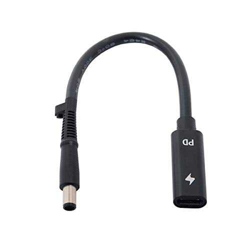 cablecc Type C USB-C Female Input to DC 7.4x5.0mm Power PD Charge Cable fit for HP Laptop 18-20V - color: Black 7.4x5.0HP
