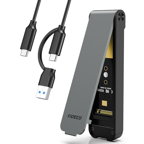 FIDECO M.2 NVMe SSD Enclosure, M.2 NVMe to USB Adapter, USB 3.2 Gen 2 (10Gbps) SSD Reader for M & M+B Key, Sandwich Style Design, Tool-Free Installation, Support UASP and Trim (Grey) - color: Grey