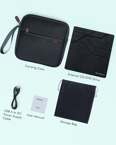 Super External CD DVD Drive, USB 3.0 DVD Burner with Ethernet Adapter, 3 USB and 2 TF/SD Card Ports, CD DVD Player Reader Writer Optical Disk Drive for Laptop PC Mac Windows Linux with Carrying Case - color: Line Black