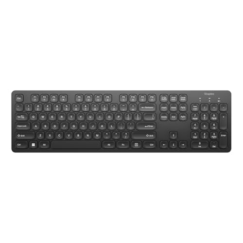 Staples TECH Slim Wireless Keyboard, Full‑Size 104‑Key, Quiet Scissor Keys, USB Receiver, Black - style: Full Size
