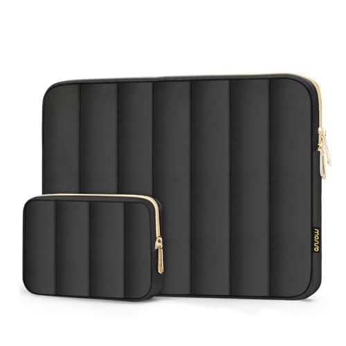 MOSISO 13-14 inch Laptop Case,13.3 inch Puffy Laptop Sleeve, Black | Compatible with MacBook Neo/Air 13.6/Pro 13/Pro 14, HP Dell ASUS Lenovo,Vertical Rectangle Carrying Bag with Small Case - color: Black