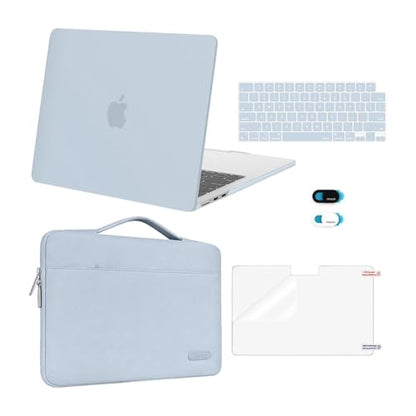 MOSISO Compatible with MacBook Air 13 inch Case M5 2026 M4 2025 M3 M2 2024-2022 A3449 A3240 A3113 A2681,Hard Shell&Sleeve Bag&Keyboard Skin&Webcam Cover&ScreenFilm for MacBook Air 13.6, Baby Blue - color: Baby Blue