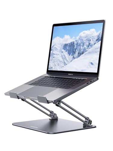 UGREEN Laptop Stand for Desk Laptop Riser Holder Foldable Portable Computer Stand Ergonomic Compatible with MacBook Pro Air Notebook and Tablets 10-17.3 Inch Gray - color: Gray