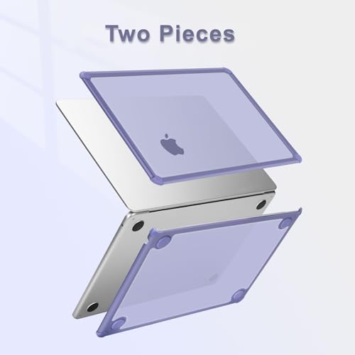 MOSISO Compatible with MacBook Air 13 inch Case M5 2026 M4 M3 M2 2025-2022 | A3449 A3240 A3113 A2681, 3 in 1 Kit Crack-Resistant Heavy Duty Protective Hard Shell Case Cover with TPU Bumper,Lavender Gray - color: Lavender Gray