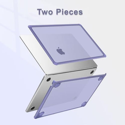 MOSISO Compatible with MacBook Air 13 inch Case M5 2026 M4 M3 M2 2025-2022 | A3449 A3240 A3113 A2681, 3 in 1 Kit Crack-Resistant Heavy Duty Protective Hard Shell Case Cover with TPU Bumper,Lavender Gray - color: Lavender Gray