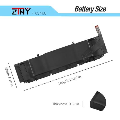 XG4K6 Laptop Battery Replacement for Dell Precision 5750 5760 5770 XPS 17 | 9700 9710 9720 9730 Series P92F P92F001 P92F002 P92F003 001RR3 01RR3 01RR3YM F8CPG 5XJ6R KVPMY 0YY3V KRDHV 11.4V 97Wh 6-Cells - size: 12.9*3.54*0.39 inch XG4K6