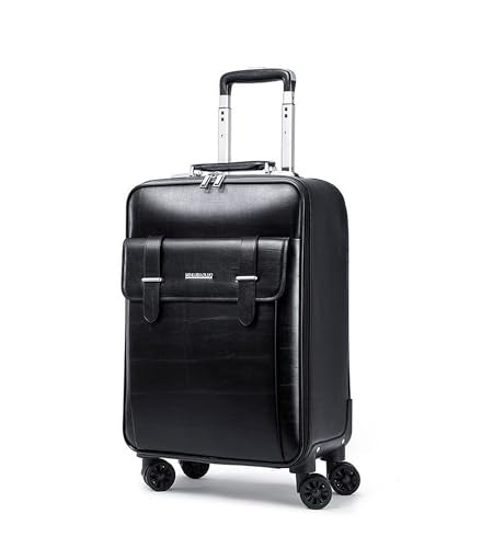 feilario Waterproof PVC Business Carry On Luggage, TSA Lock, Spinner Wheels | Hidden aluminum alloy handle, laptop pocket and magnetic front pocket keep business essentials smooth through airports - color: Black