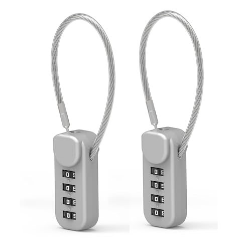 Small Combination Padlock, Cable Locks with Combination, Candados para Locker, Combo Cable Lock for Luggage, Suitcase, Gym Locker, Backpack Zipper, Cabinet, Mailbox, Helmet, Travel Safe - color: Gray+Gray