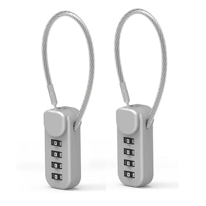 Small Combination Padlock, Cable Locks with Combination, Candados para Locker, Combo Cable Lock for Luggage, Suitcase, Gym Locker, Backpack Zipper, Cabinet, Mailbox, Helmet, Travel Safe - color: Gray+Gray