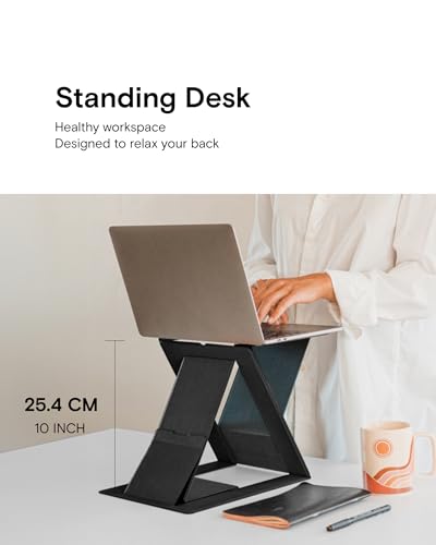 MOFT Folding Laptop Stand Lap Desk, Portable & Mini Computer Stand Laptop Desk for Travel and Home Office, Ergonomic Design with Adjustable Viewing Angles, Lightweight Computer Cooling Riser, Black - color: Black