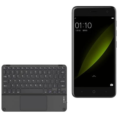 BoxWave Keyboard Compatible with ZTE Small Fresh 5 - SlimKeys Bluetooth Keyboard with Trackpad, Portable Slim TouchPad - Jet Black
