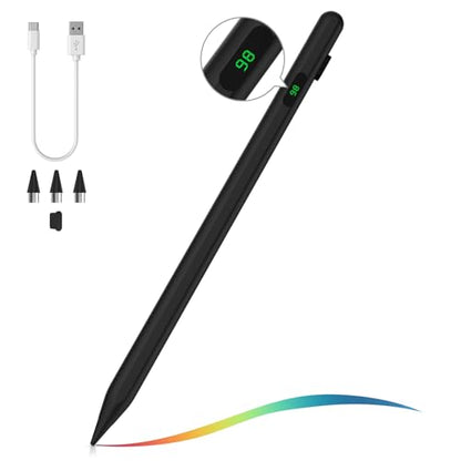 Moko Universal Capacitive Stylus Pencil for Touch Screen, Black | Fast Charging, Power Display, Compatible with Apple iPad/iPhone/Samsung/Lenovo, iOS Android Tablets & All Smartphones - color: Black