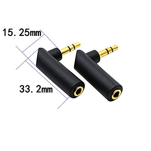 3.5mm Angle Male to Female Audio Adapter, 90 Degree Right Angle Gold-Plated TRS Stereo Jack Plug AUX Connector Compatible with Headset, Tablets, MP3 Players, Speakers(2 Pack)